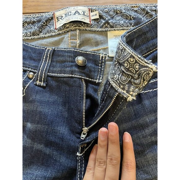 Ariat Real Denim Jeans Womens 30R‎ Blue Mid Rise Thick Stitch Boot Cut Western - Picture 7 of 15